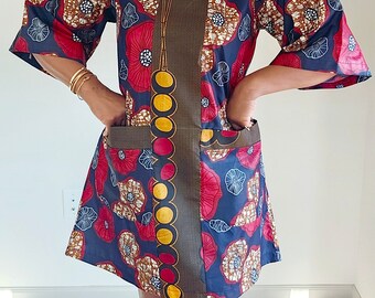 Free mini African print dress (the style of this dress is not fitted, it's free style)