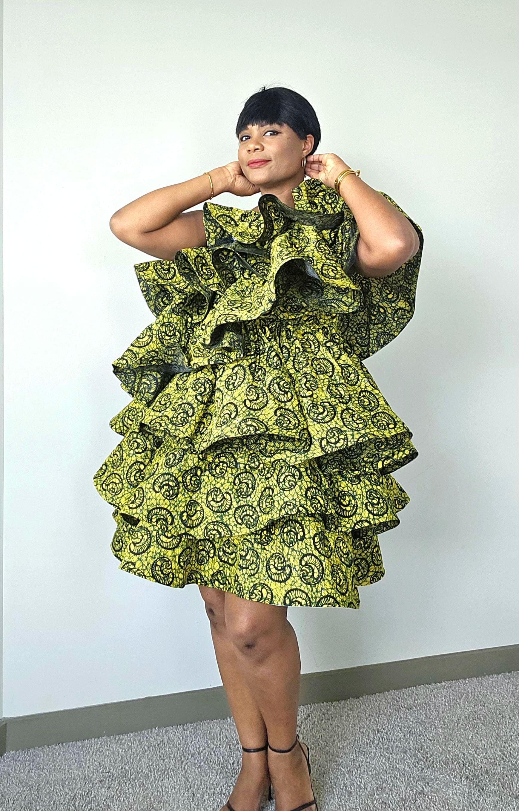lime green african dress dress-style-kimono