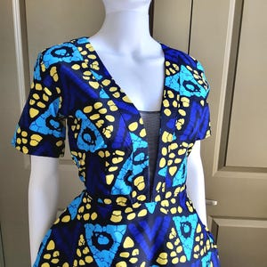 Ankara blue dress | African Print Midi Dress