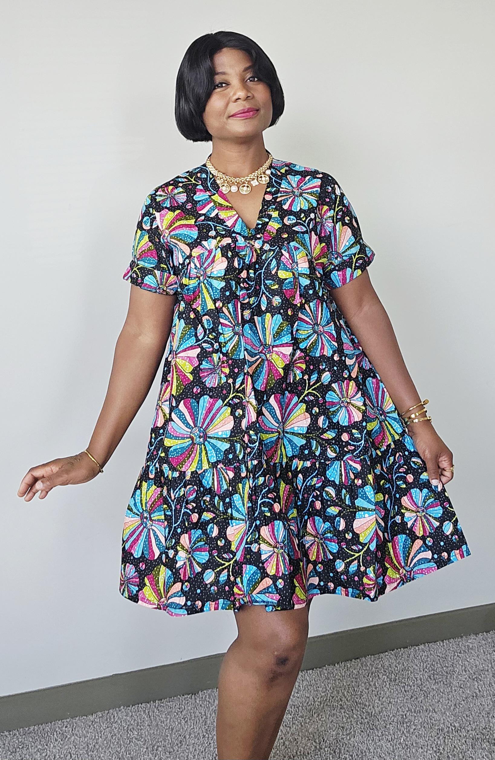 white christmas dresses Mono Strap African Print Mini Dress | African clothing UK main image 0
