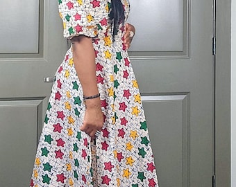 African print balloon sleeves dress | Ankara midi dress | African plus size dress