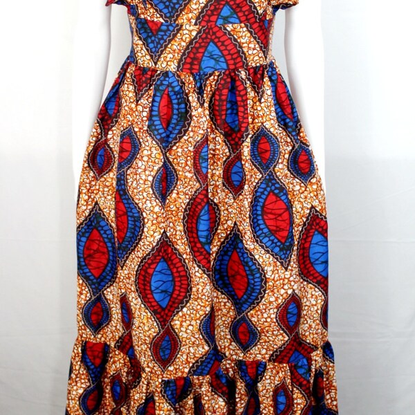 Ruffle African print maxi dress