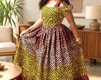 Maxikleid mit afrikanischem Aufdruck | Ankara Maxikleid | Afrikanisches Maxikleid | Afrikanisches Plus Size Kleid