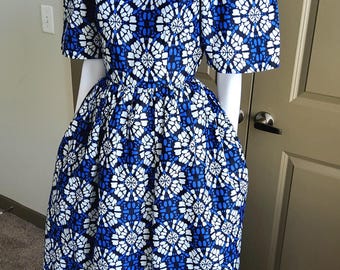 Ankara blaues Kleid | Afrikanisches blaues Kleid | Afrikanisches Plus Size Kleid