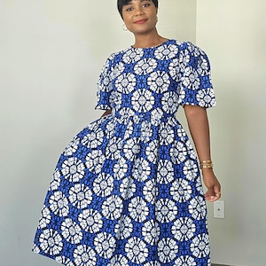 Ankara blue dress | African print blue dress