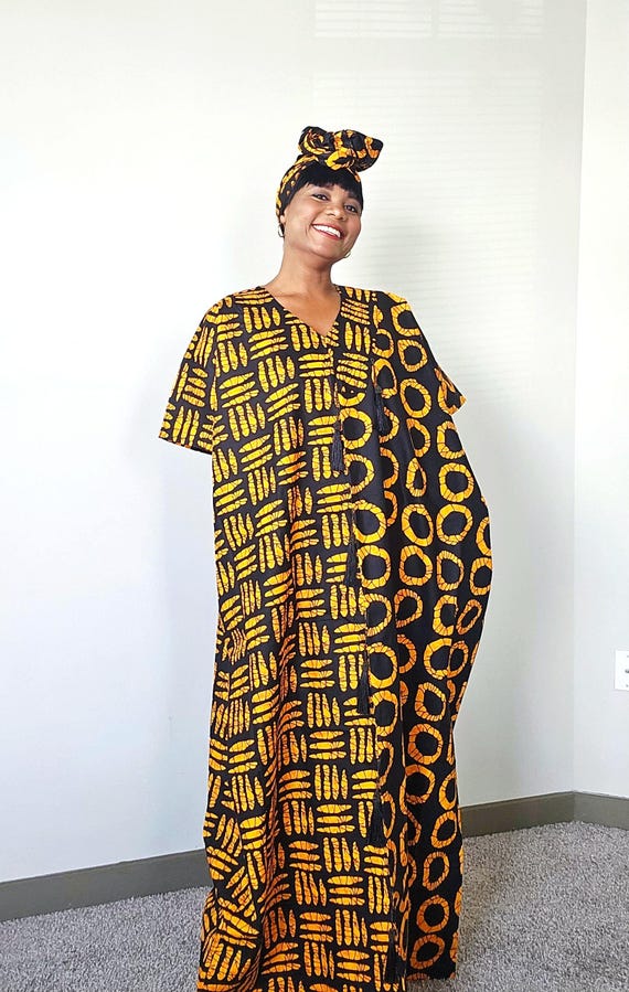 African print orange maxi dress | Ankara orange maxi dress | African plus size dress