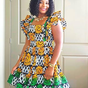 short circle dress New Short Circle African Print Dress S
