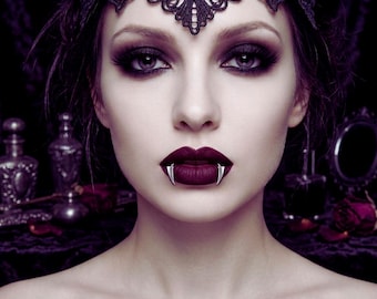 Vampir Fangzahn Manschetten, Gothic nicht-piercing Lippen Schmuck, Edelstahl Statement Accessoire