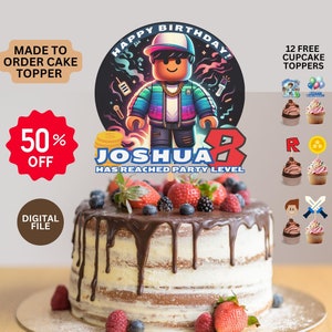 Made to Order Roblox Cake Topper for Boys, Customizable Cake Topper for Boy, Birthday Roblox Cake Topper