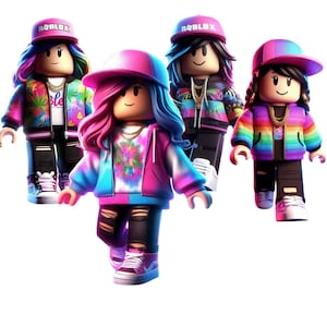 Roblox Birthday Printable Bundle, Roblox Digital Download, Roblox Girl PNG, Roblox Party Supplies, Custom Roblox PNG BUNDLE