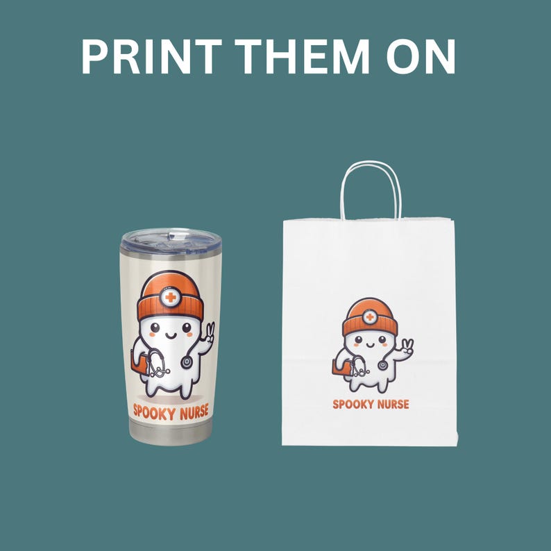 Spooky Nurse Design, Cute Ghost Nurse, Nurse Halloween Art, Halloween