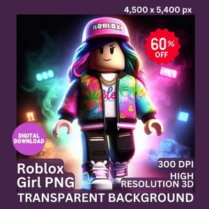 Roblox Birthday Printable, Roblox Digital Download, Roblox Girl PNG, Roblox Party Supplies, Custom Roblox PNG BUNDLE