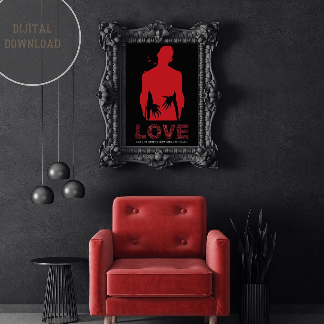 Printable Black and Red Art, Printable Poster, Digital Download Wall ...