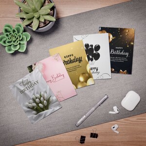 5 Geburtstags Grußkarten Set Bunte Designs Handgemacht Party Einladungen Individuelle Karten Multipack Grußkarten zum Geburtstag 5 Designs