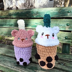 Crocheted Bear Boba | amigurumi | plush bear | bubble tea