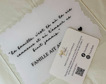 Panneau famille personnalisé avec nom de famille et citation (idée cadeau personnalisable, Plexiglass personnalisé, Plaque en acrylique)