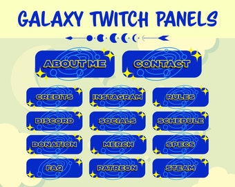 Paneles Twitch / 28x Paneles Galaxy / Streamer / Galaxy / Planetas / Estrellas / Lindo / Estético