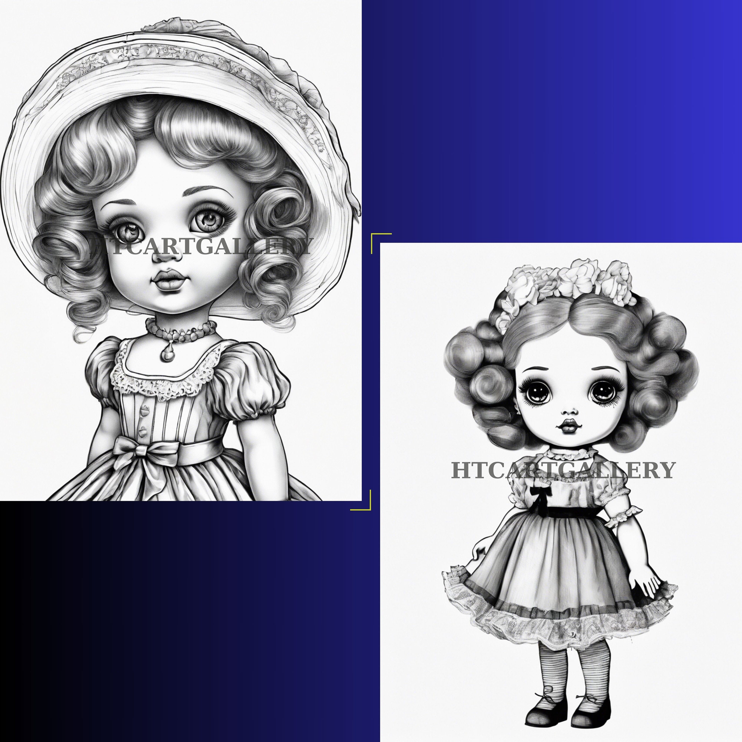 45 Vintage Dolls Coloring Book,page Cute Manga Fantasy Vintage Coloring ...
