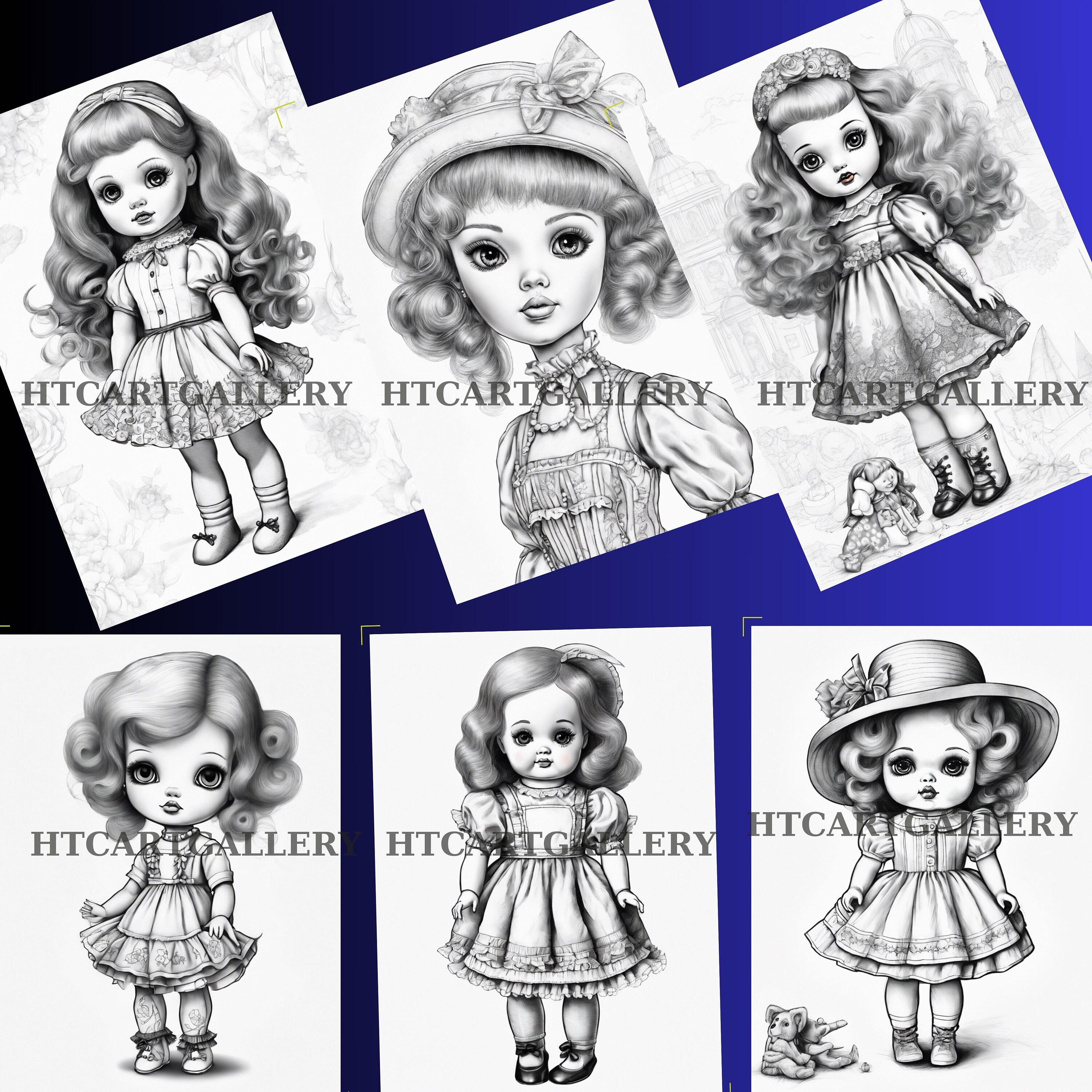 45 Vintage Dolls Coloring Book,page Cute Manga Fantasy Vintage Coloring ...