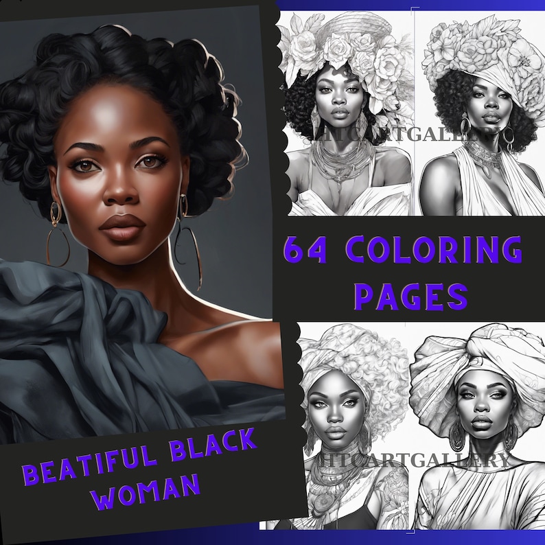 Beauty Black Women Coloring Book,graycale Hairstyle Coloring Pages ...