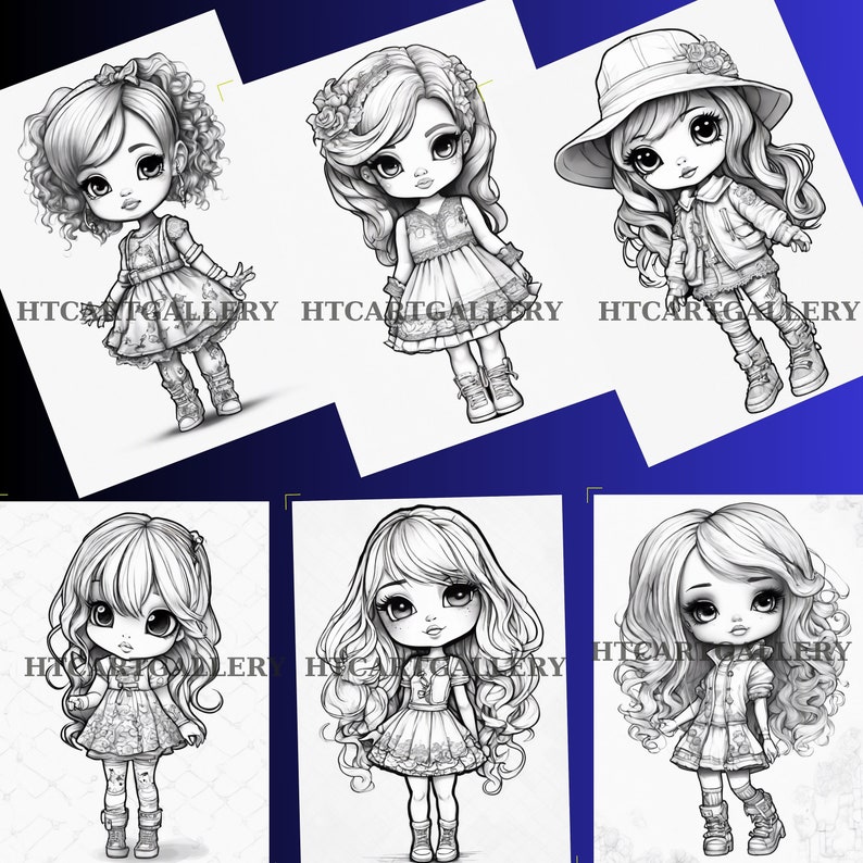 Cutie Chibi Dolls Coloring Page,manga Fantasy Anime Coloring Pages for ...