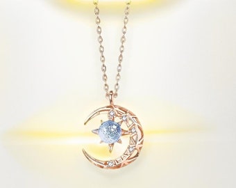 Choker, Moon Star Necklace, Rhinestone, Stainless Steel Necklace