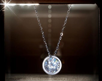 Collier moissanite, collier de diamants, argent sterling 925, collier de mariage