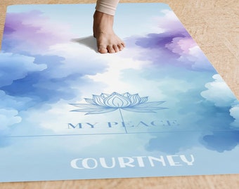 Personalized Non-slip Yoga Mat w/ Custom Name | My Place My Peace. Spiritual Gift for yogis, her, girlfriend. Great for Pilates Home Workout