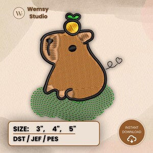 Cute Capybara Embroidery Design