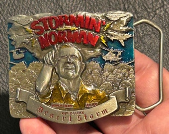 Stormin Normon Schwarzkopf 1991 Desert Storm Belt Buckle