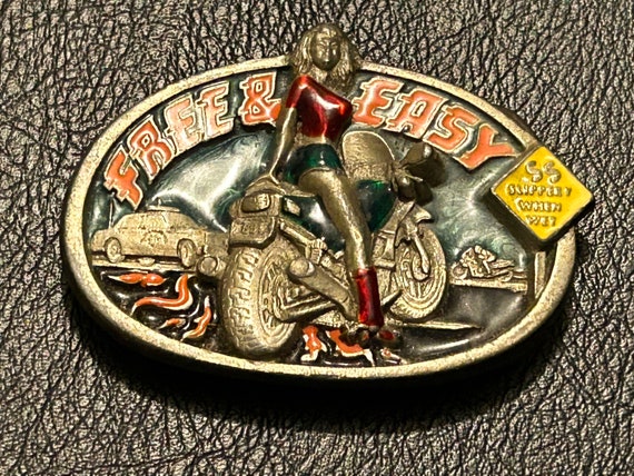 VTG Free & Easy, slippery when wet belt buckle, 1… - image 7