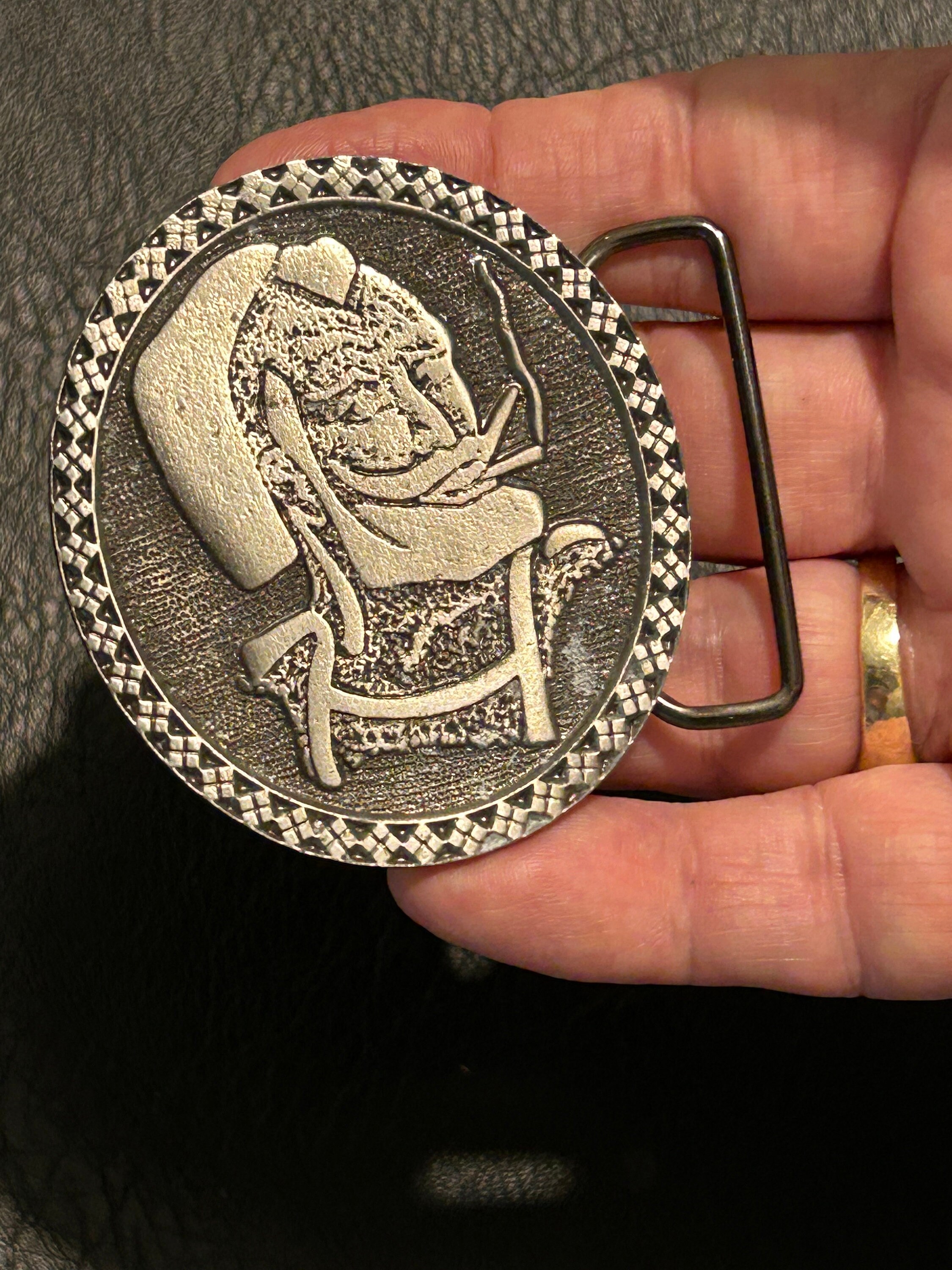 The Zig Zag Man Belt Buckle, 1977, Matusik & Sons, Chicago, USA Etsy