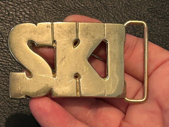 SKI solid brass belt buckle - image 1