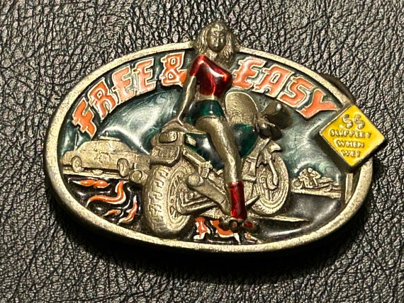 VTG Free & Easy, slippery when wet belt buckle, 1… - image 2