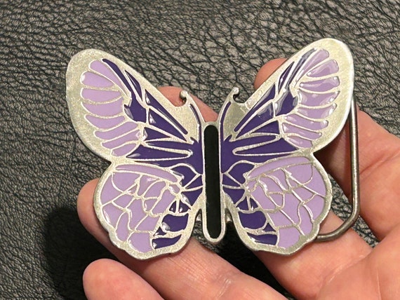 Butterfly Belt Buckle, Purple and lavender enamel… - image 2