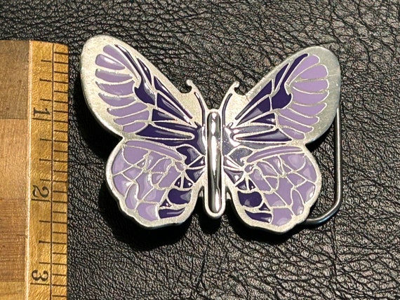 Butterfly Belt Buckle, Purple and lavender enamel… - image 6