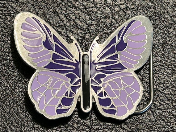 Butterfly Belt Buckle, Purple and lavender enamel… - image 4