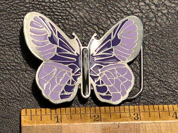 Butterfly Belt Buckle, Purple and lavender enamel… - image 5