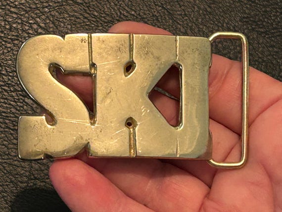 SKI solid brass belt buckle - image 8