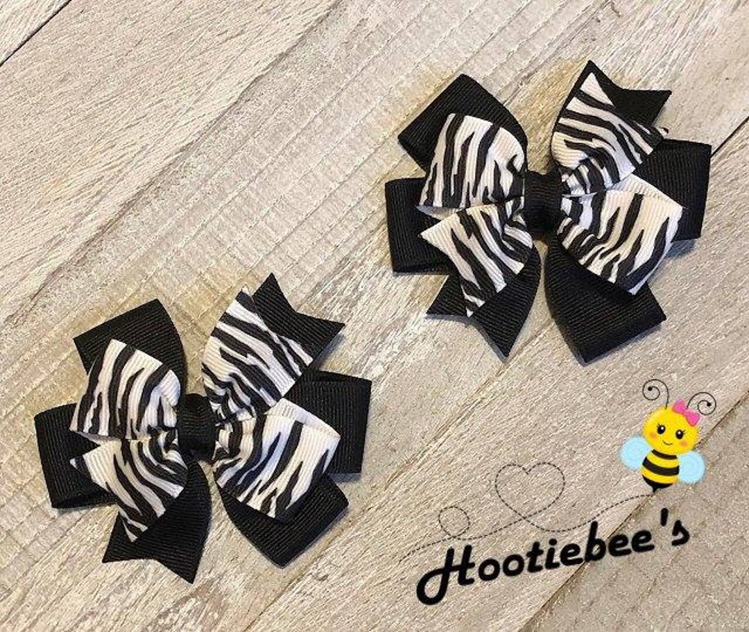 Zebra Print Toddler Hair Bow Set Etsy