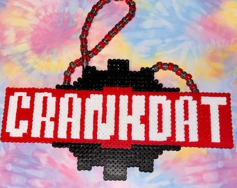 Collar Crankdat Perler - Collar Kandi Crankdat negro y rojo para raves y festivales