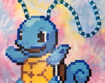 Extra Large Squirtle Perler Kandi Necklace - Pokémon Inspired Necklace