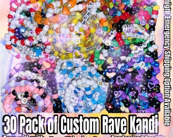 30 Custom Kandi Bracelets - Rave Accessories - PLUR EDM RAVE - Rave Bracelet - Rave Candy - Rave Gear - rave outfit - festival - cute - pink