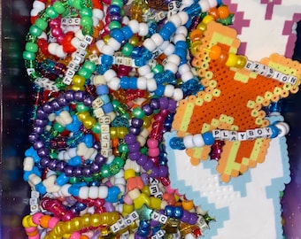 Rave starter kit 20 pack of rave kandi, 1 perler necklace, 2 Perler Bracelets and 17 Kandi Bracelets