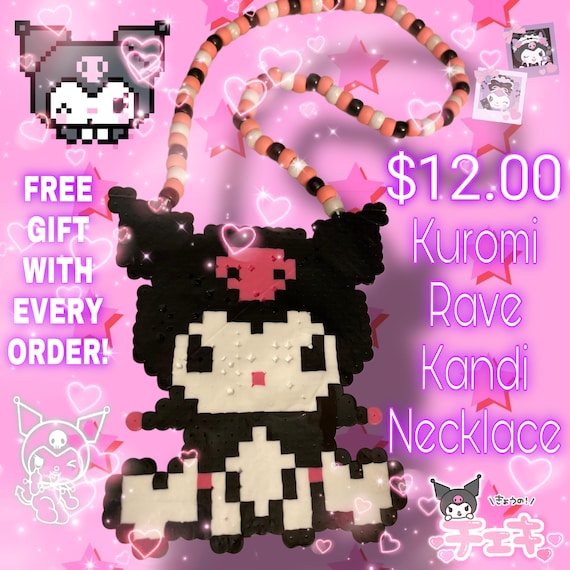 ❤kuromikeさま❤NoteMakingEnergy❤ Kuromi Rave Kandi Necklace - Kuromi Perler - EDM Festival