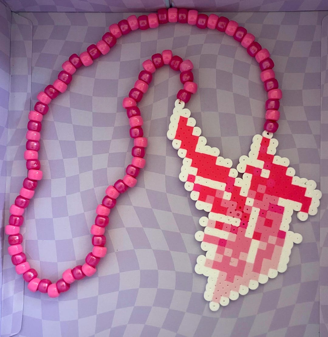 Pink Illenium Rave Kandi Perler Necklace – Ombré Pink Kandi Bead ...