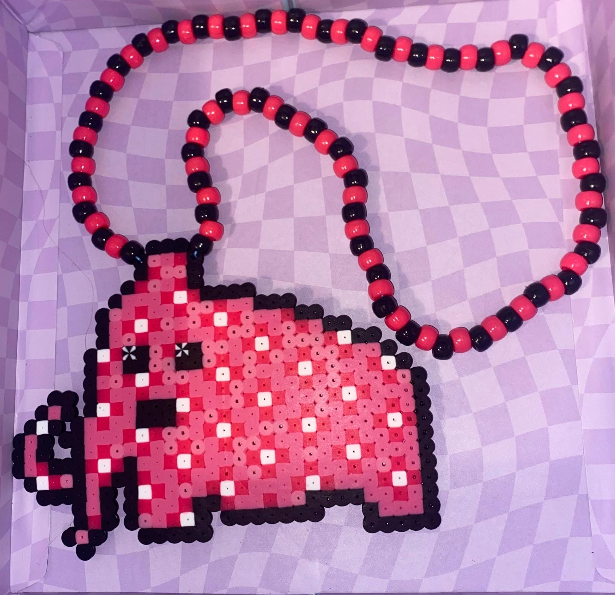 Pink Wooli Kandi Necklace - Wooli Perler Necklaces - PLUR EDM Rave