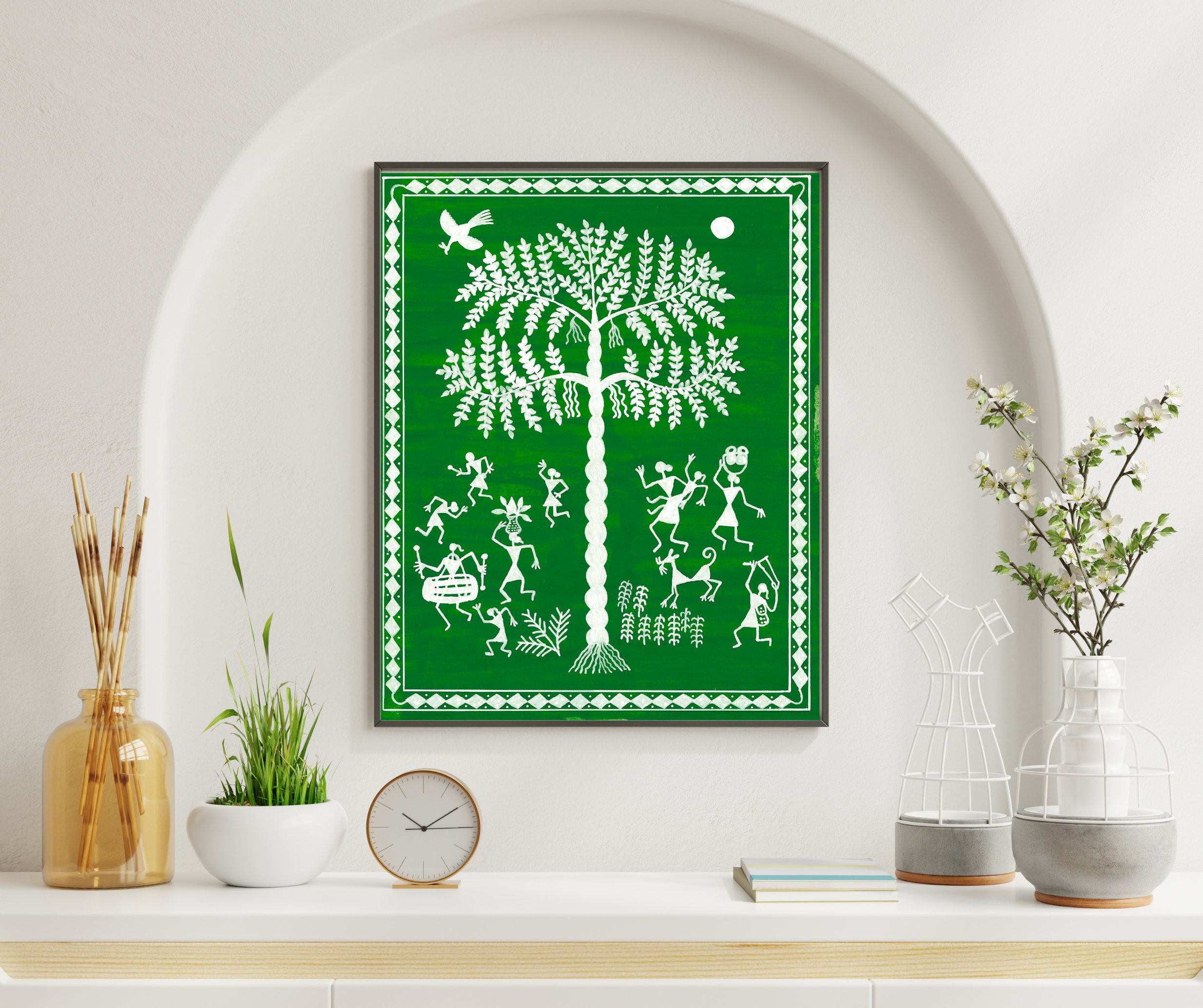 DIY Art Kit DIY Warli Kit DIY Green Warli Kit Indian Folk Etsy
