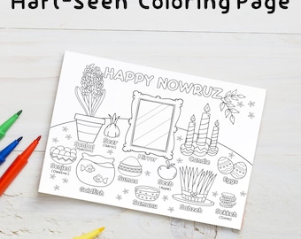 Haft-Seen Coloring Page (English) | Persian New Year Coloring  Activity | Nowruz Card | Learn About Nowruz Traditions | Instant Download