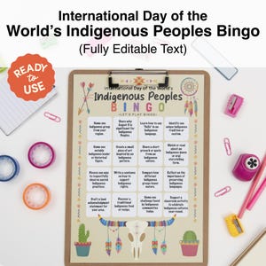 Jeu de bingo sur la Journée internationale des peuples autochtones | de bingo pour les peuples autochtones | Activité culturelle pour les enfants | Modifiable
